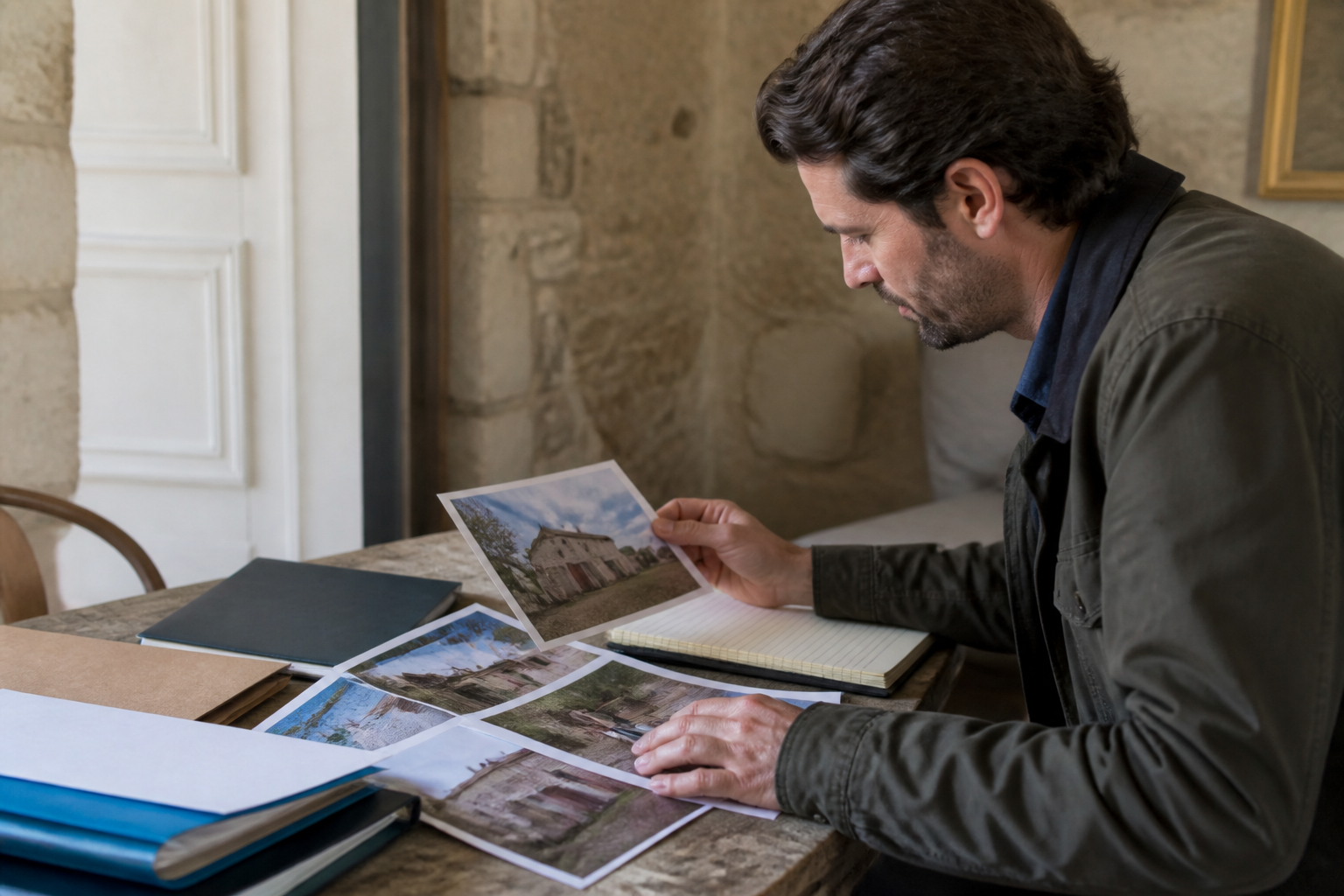 Scène professionnelle illustrant achat aux encheres immobilier