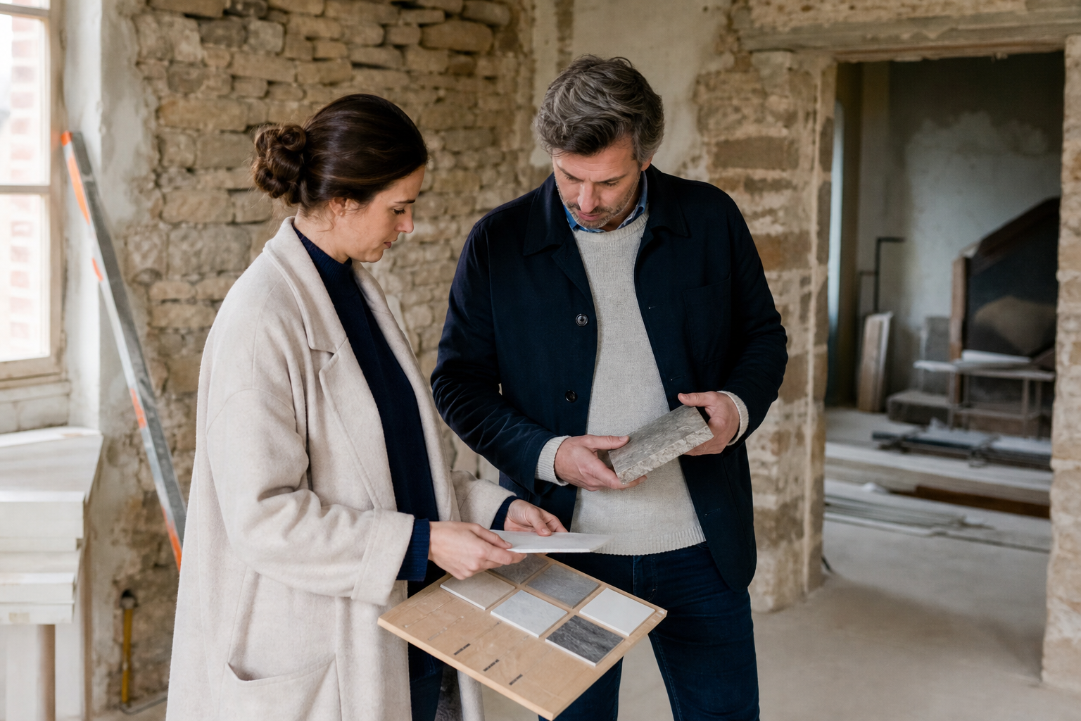 Scène professionnelle illustrant estimer travaux achat revente