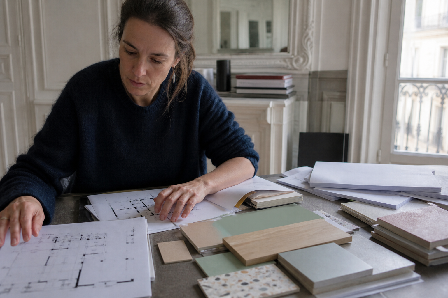 Scène professionnelle illustrant immatriculation marchand de biens