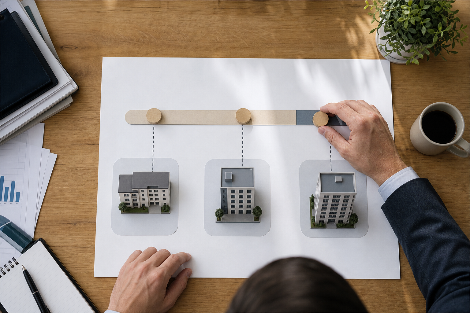 Tableau d'encours d'une ligne de crédit répartie sur trois immeubles