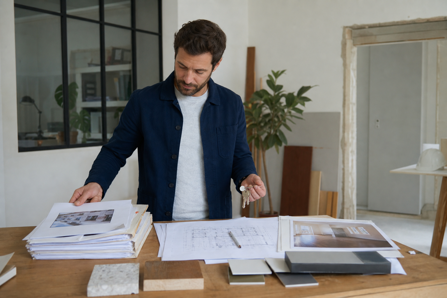 Scène de travail illustrant marchand de biens : le métier et le modèle