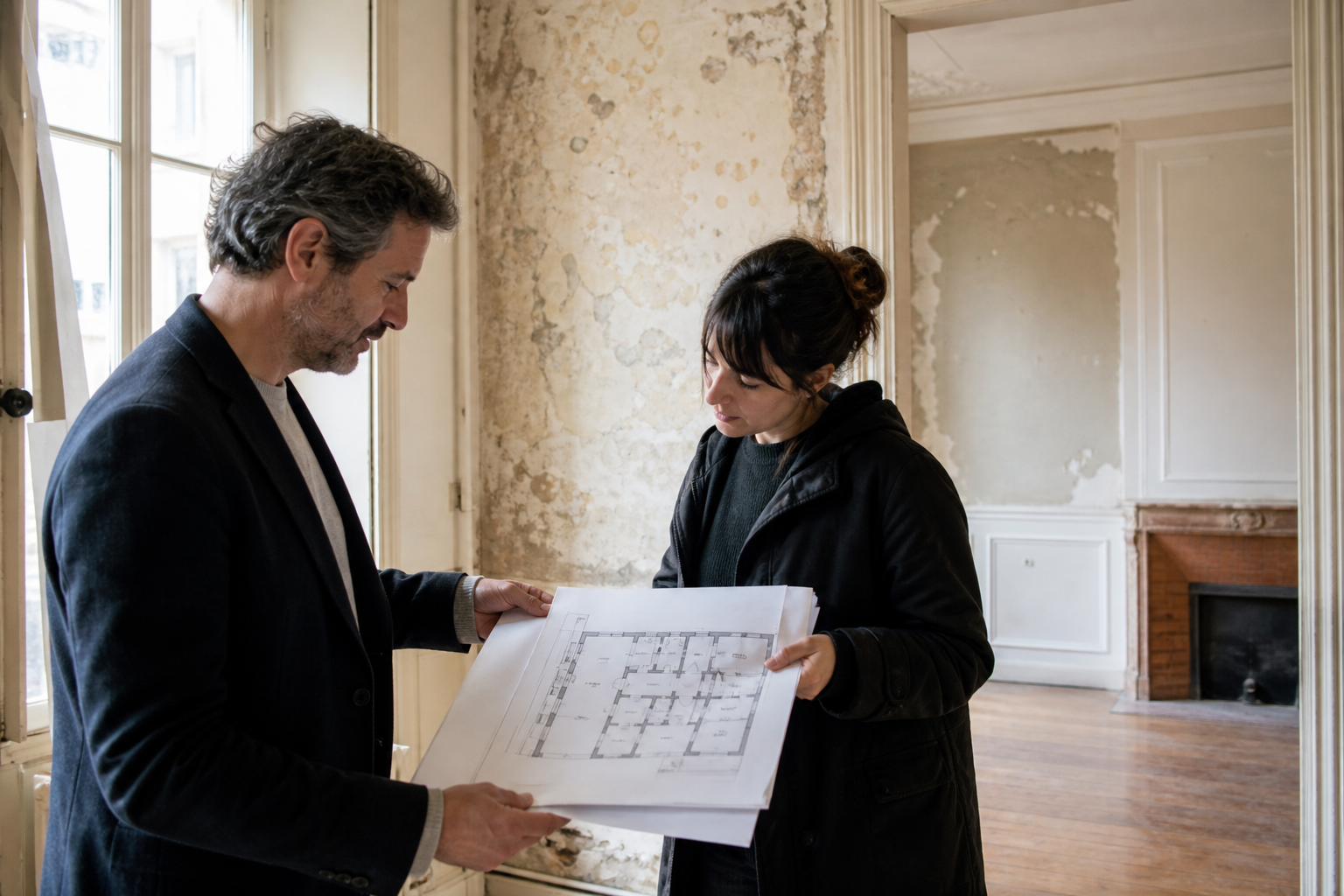 Scène professionnelle illustrant permis de construire valorisation