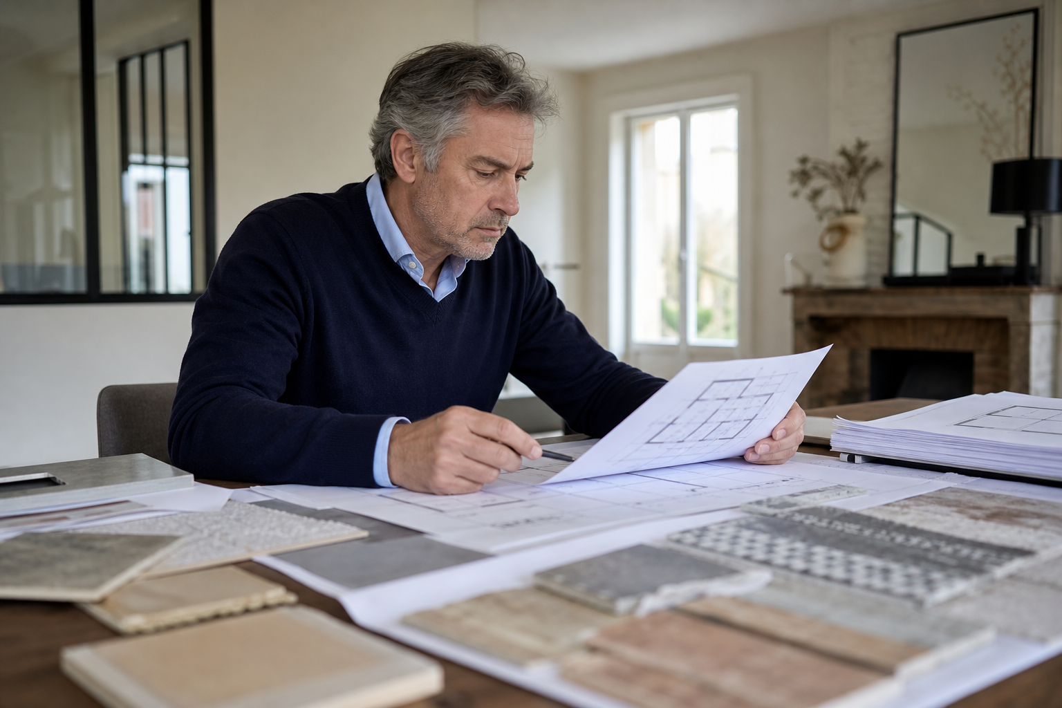 Scène professionnelle illustrant salaire moyen marchand de biens