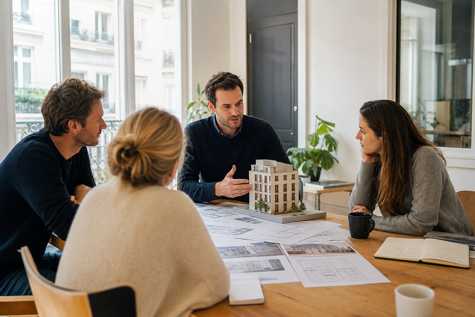Présentation d'une opération immobilière à un petit groupe d'investisseurs