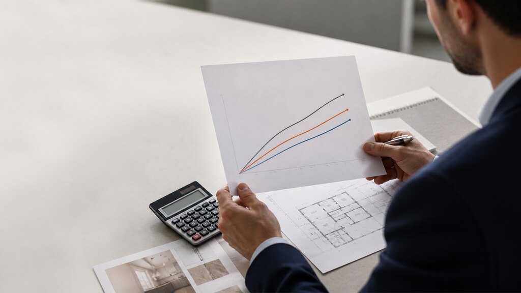 Illustration éditoriale : Taux de crédit marchand de biens : ce qui fait varier le coût du financement