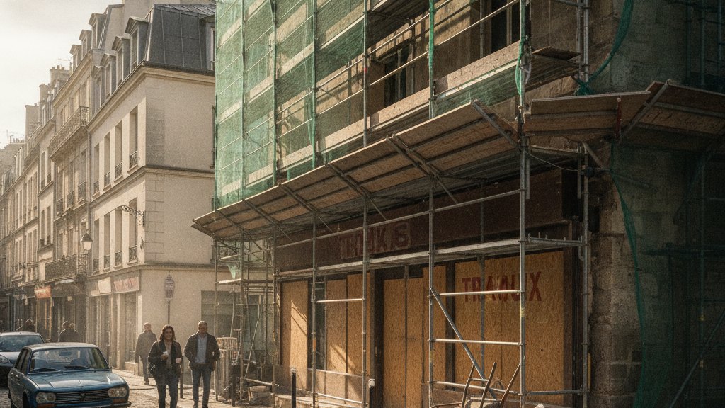 Immeuble de centre-ville en cours de réhabilitation avant remise sur le marché.